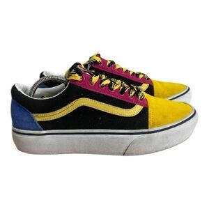 Vans Old Skool Platform Yellow Multicolor Shoes Size Men 7.5 Women 9 Low Top